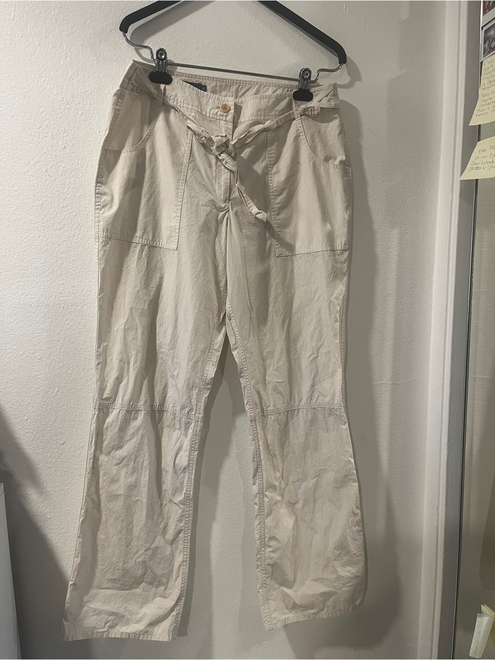 Faconnable Cream-Striped Cotton Pants